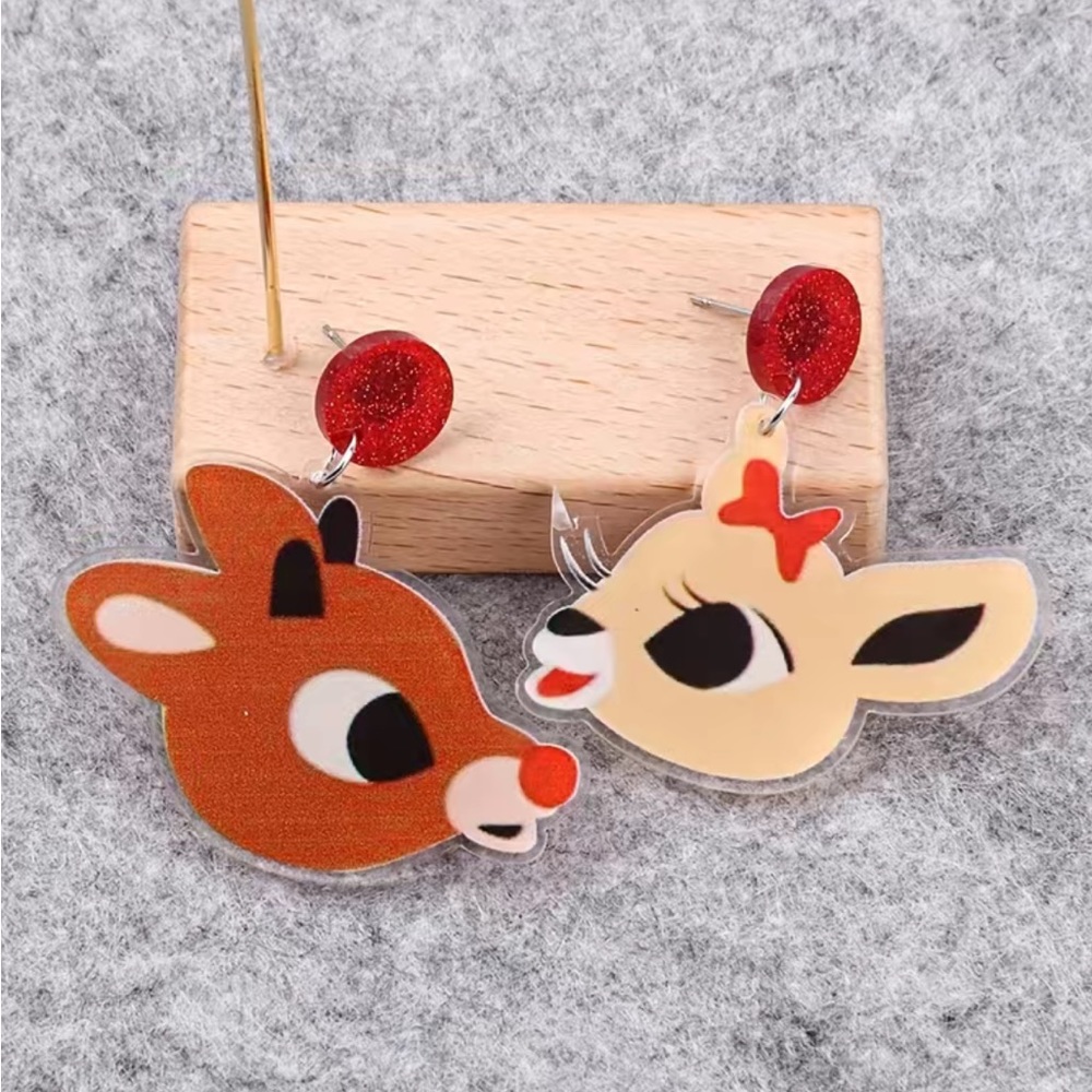 Adorable Christmas Earrings RUDOLPH AND CLARICE